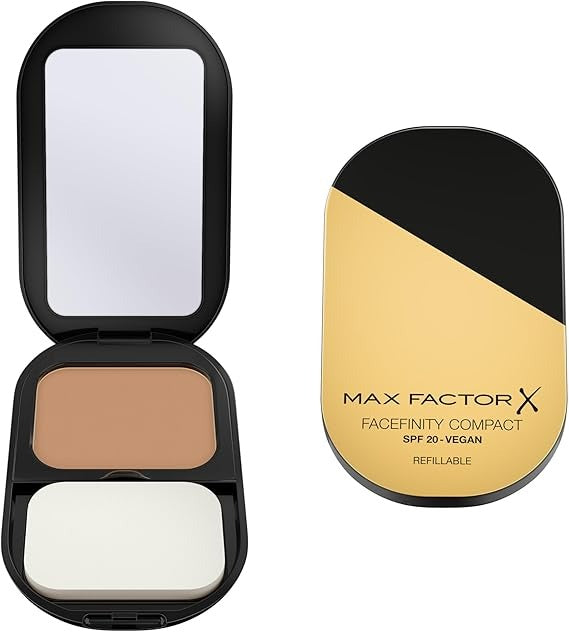 MAX FACTOR - Facefinity Compact Foundation - Up To 8hr Wear - Lightweight, SPF 20, All Day Resistant, Shine Control, Moisturizing - 003 Natural Rose - 10g