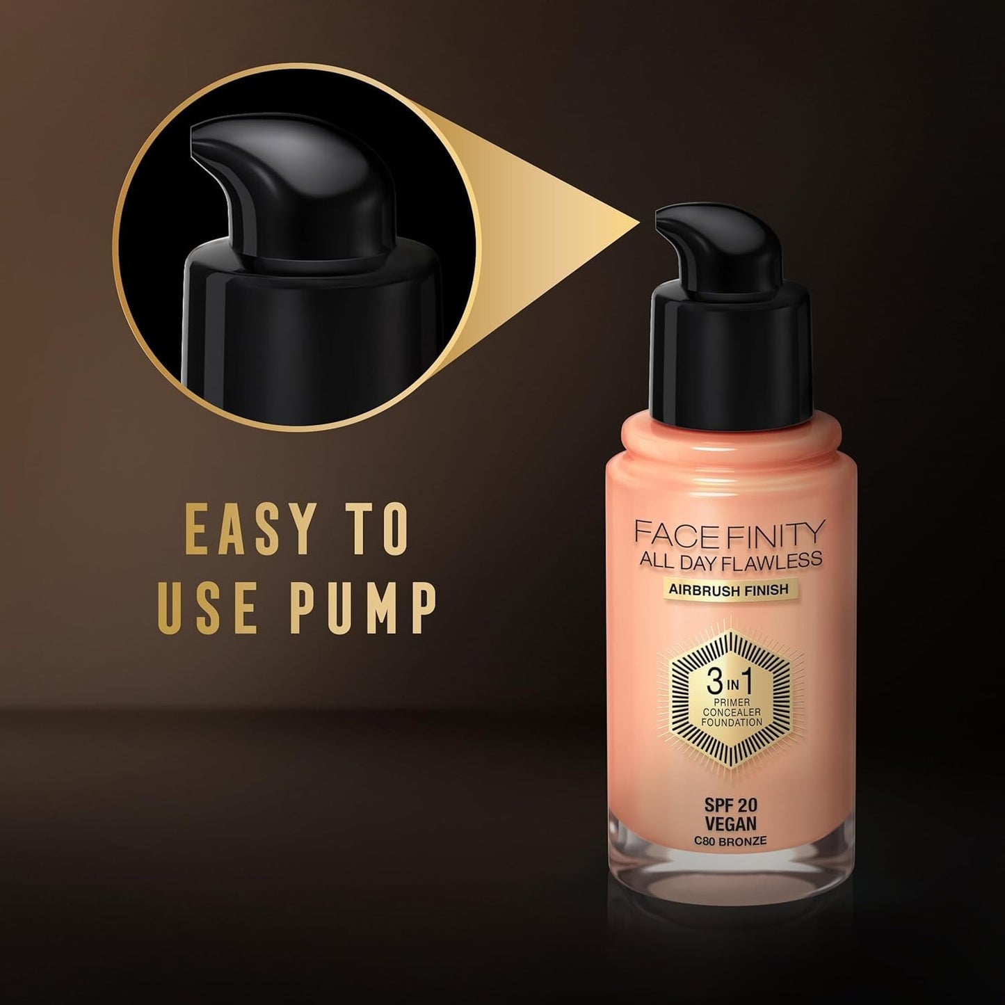 Max Factor Facefinity 3-in-1 All Day Flawless Liquid Foundation, SPF 20 - 55 Beige (Packaging May Vary)