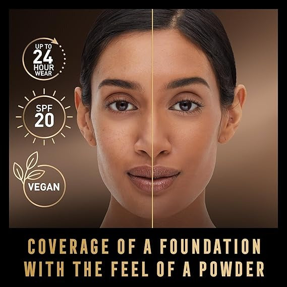 MAX FACTOR - Facefinity Compact Foundation - Up To 8hr Wear - Lightweight, SPF 20, All Day Resistant, Shine Control, Moisturizing - 003 Natural Rose - 10g