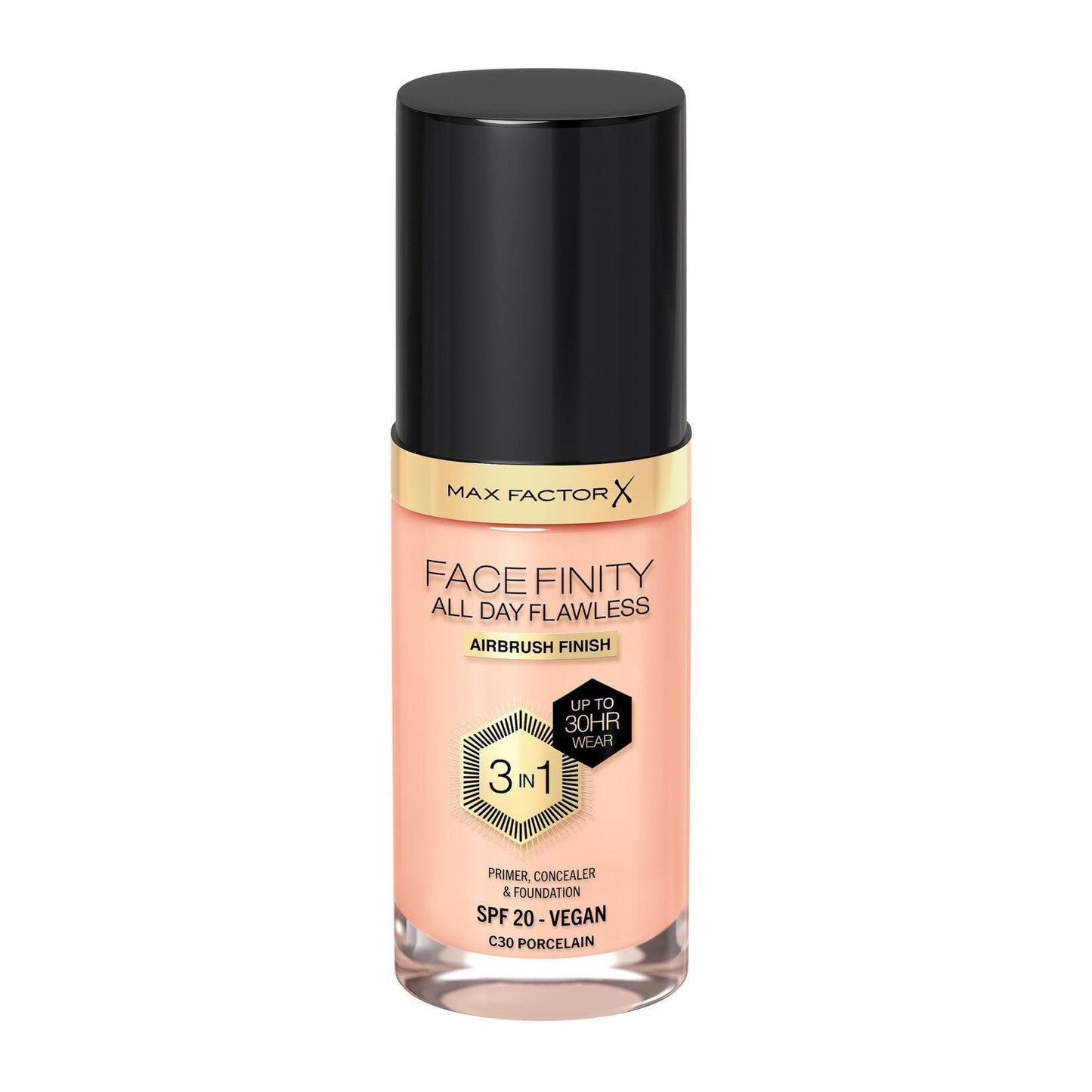 Max Factor Facefinity 3-in-1 All Day Flawless Liquid Foundation, SPF 20 - 55 Beige (Packaging May Vary)