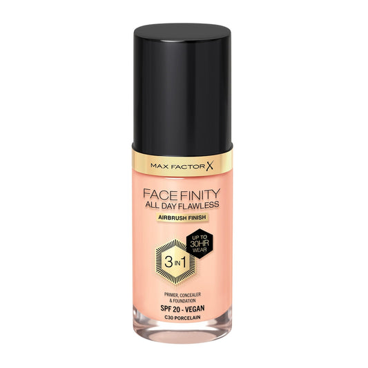Max Factor Facefinity 3-in-1 All Day Flawless Liquid Foundation, SPF 20 - 55 Beige (Packaging May Vary)
